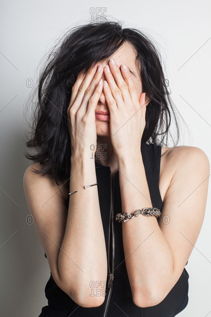 Beautiful Asian woman with fair skin doing hands on face pose Stock Photo |  Adobe Stock