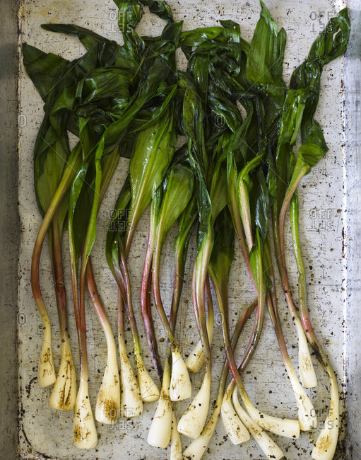 Cooked ramp seasoned with pepper