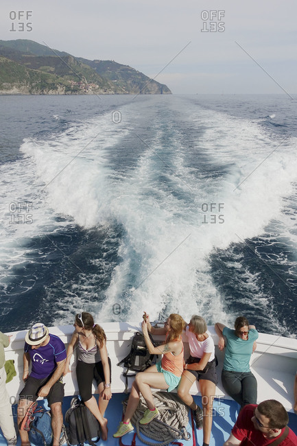 Liguria, Italy - May 31, 2015: Tourist boat in Levanto, in the Cinque Terre area of Liguria