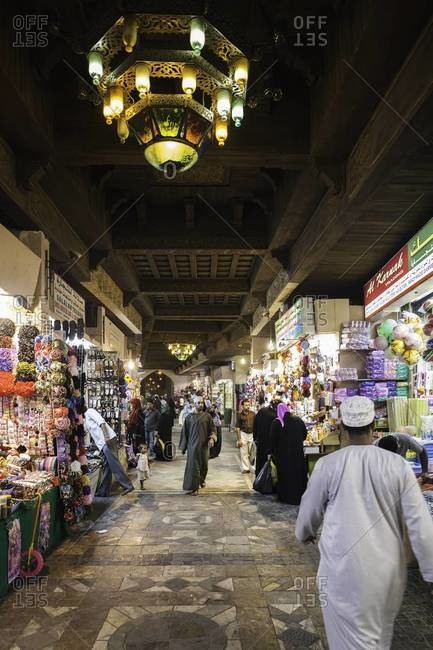 Muscat, Oman - October 17, 2011: Murtha Souk marketplace in Muscat, Oman
