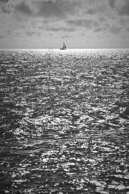 A sailboat east of Cape Clinton, Coral Sea, Queensland, Australia