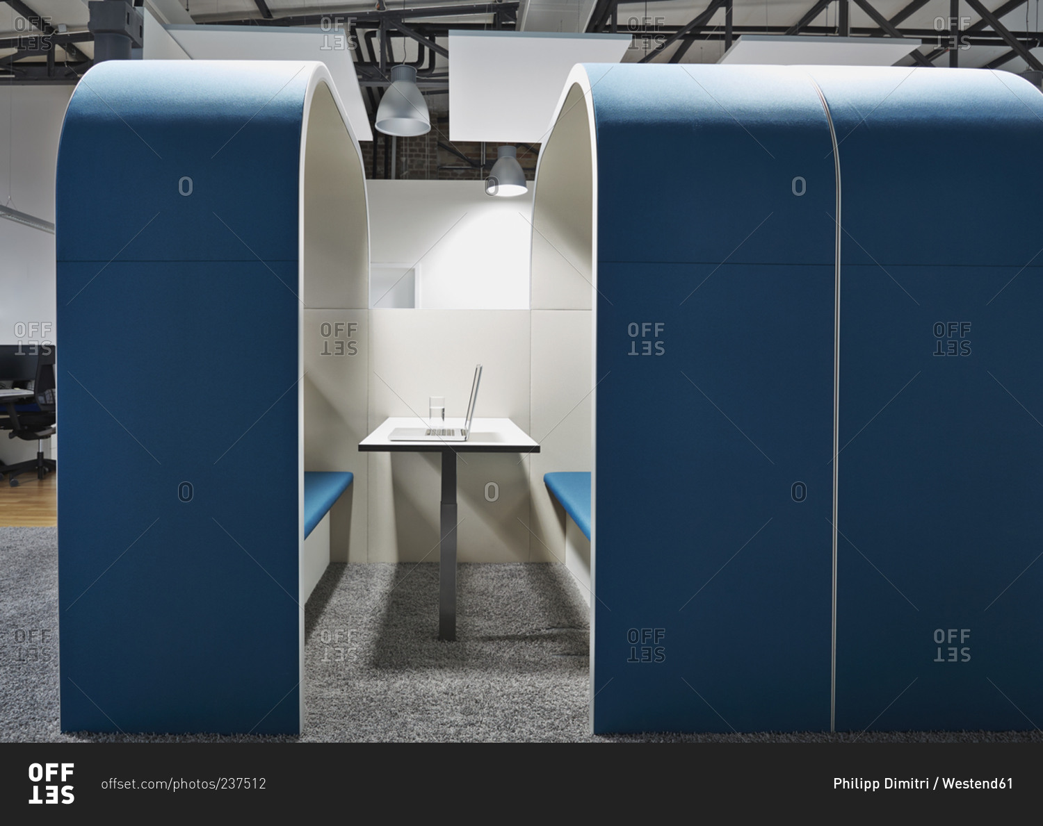 Modern office cubicle with noise protection partition wall