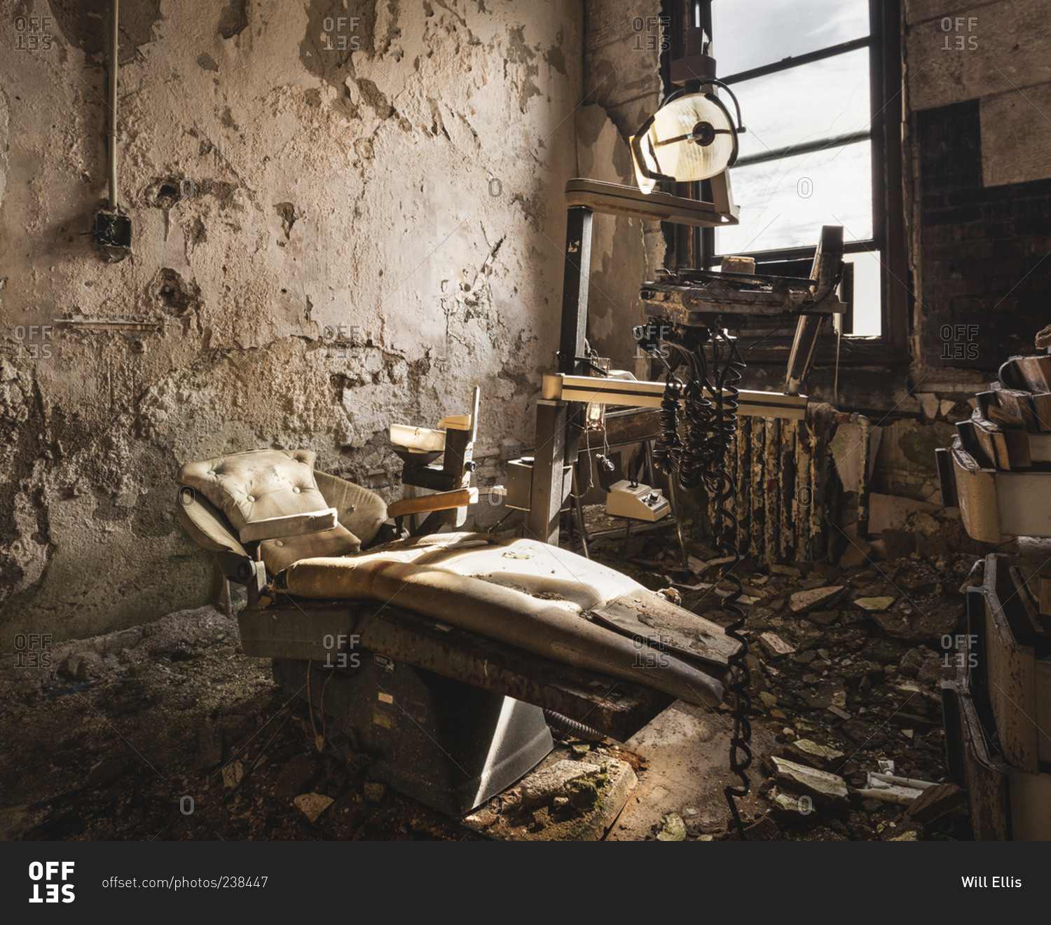 Decaying dentist's office inside an abandoned asylum