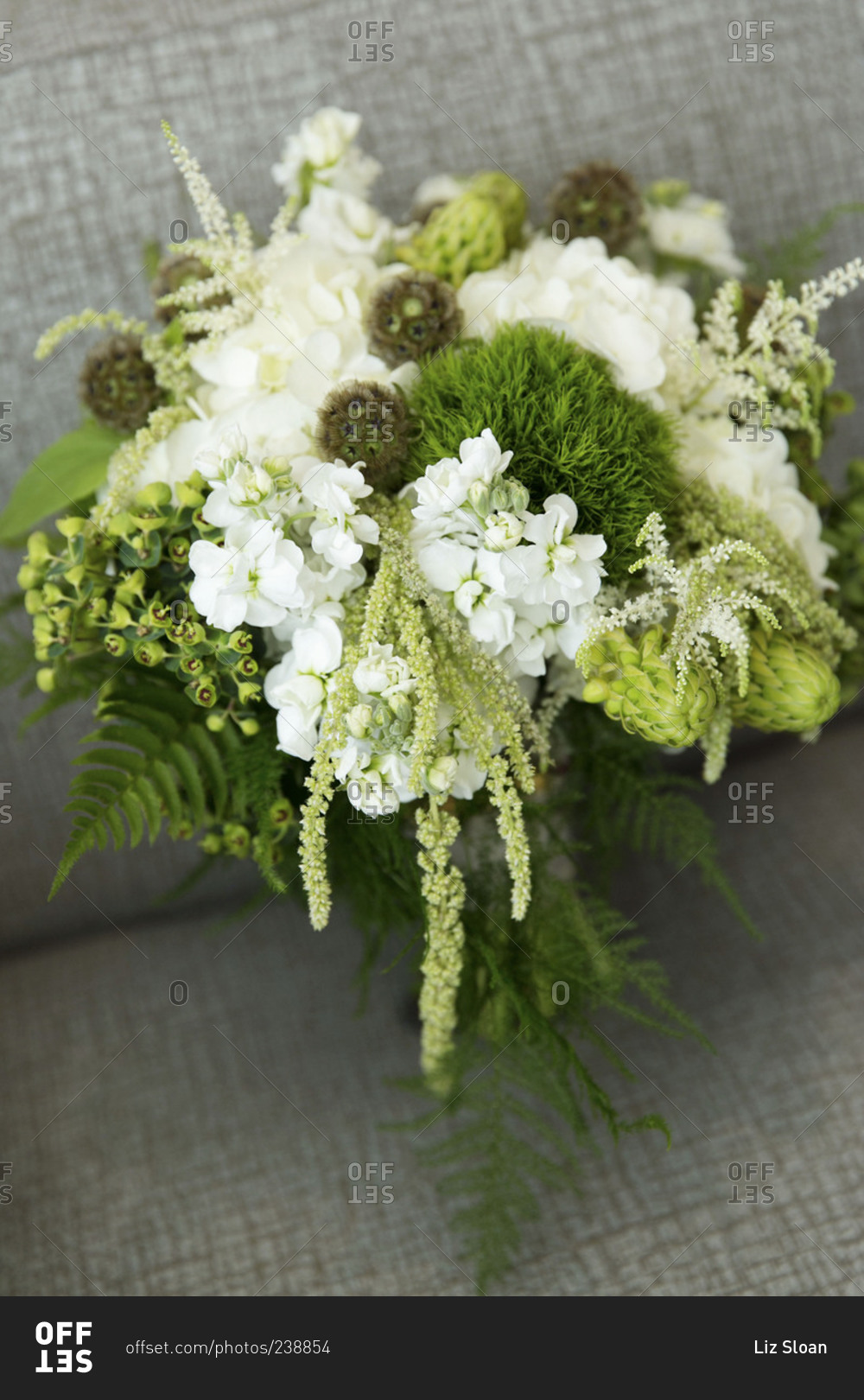 Bridal bouquet with white flowers and ferns