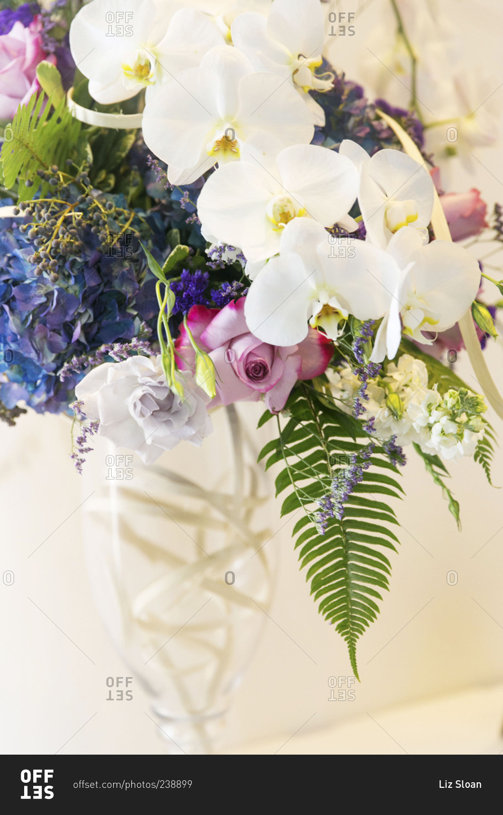 Wedding flower bouquet with white orchids