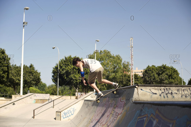 Skateboarder at a skate park