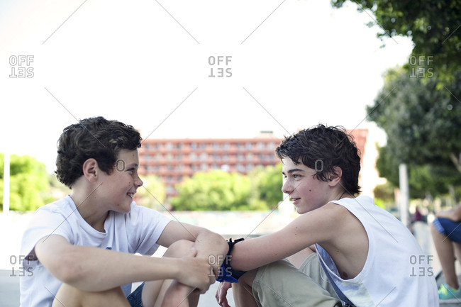Teenaged friends hanging out - Offset