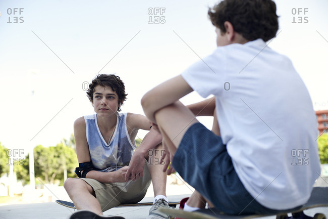 Teenaged boys hanging out - Offset
