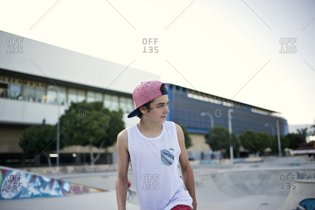 Portrait of a teenaged skateboarder