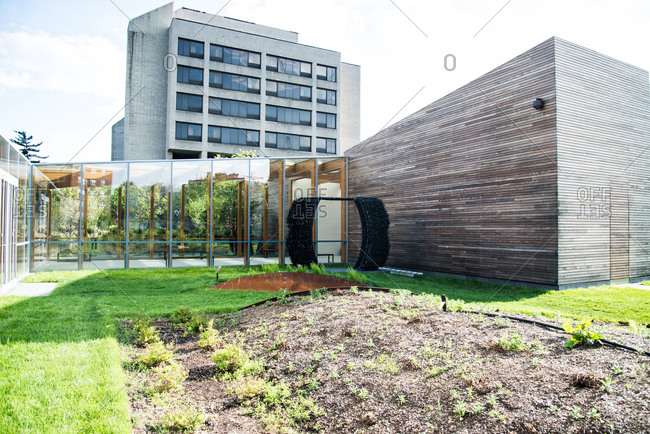 Brooklyn, New York - October 22, 2000: Sculptures  by Chakaia Booker outside the Weeksville Heritage Center