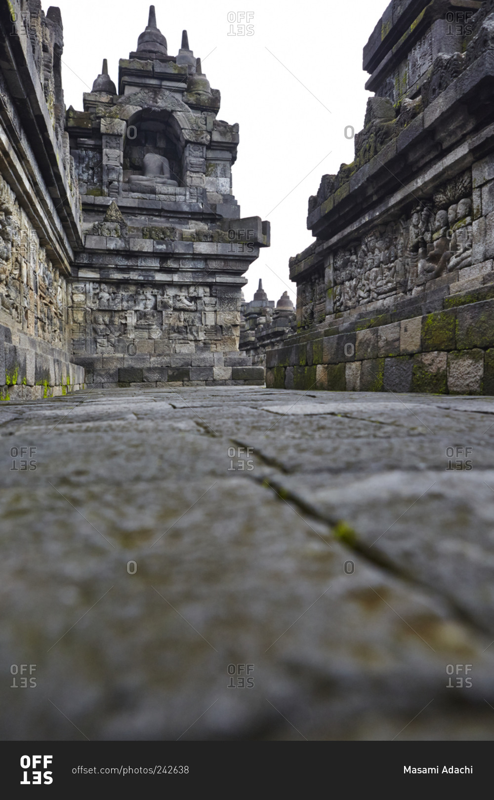 Architecture of Borobudur temple in Magelang, Central Java, Indonesia