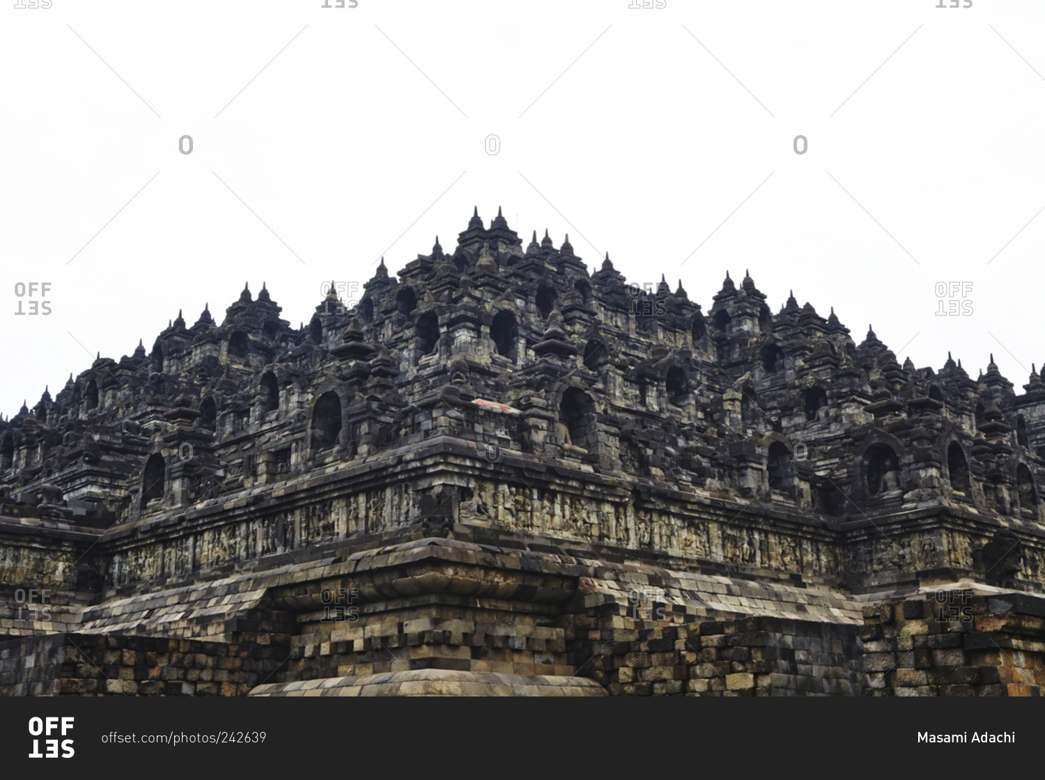 Architecture of Borobudur in Magelang, Central Java, Indonesia