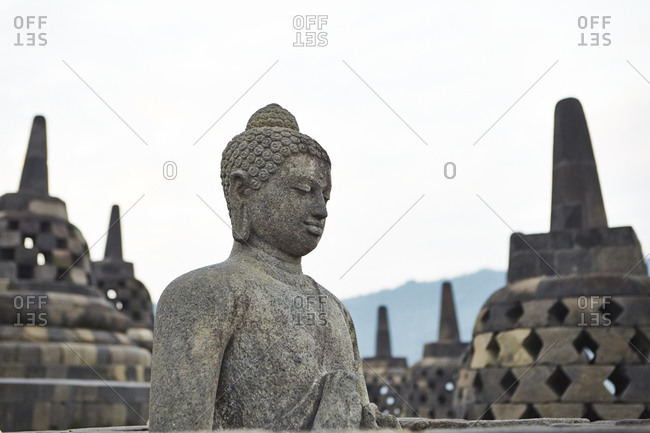 Buddha statue at Borobudur in Magelang, Central Java, Indonesia
