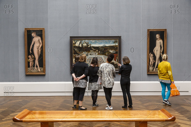May 21, 2015: Women admire a painting at the Gemaldegalerie art museum at the Kulturforum, Berlin, Germany