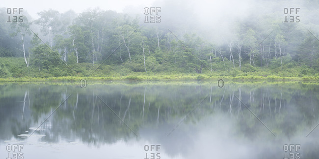 Ichinuma Pond in the mist, Japan