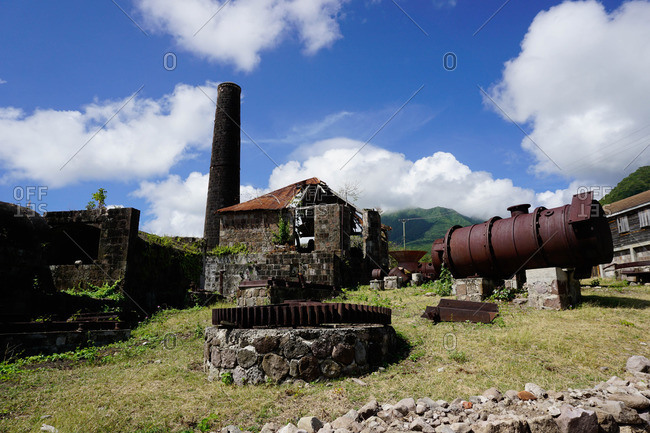 Derelict old sugar mill, Nevis, St. Kitts and Nevis, Leeward Islands, West Indies, Caribbean, Central America