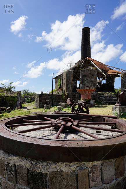 Derelict old sugar mill, Nevis, St. Kitts and Nevis, Leeward Islands, West Indies, Caribbean, Central America