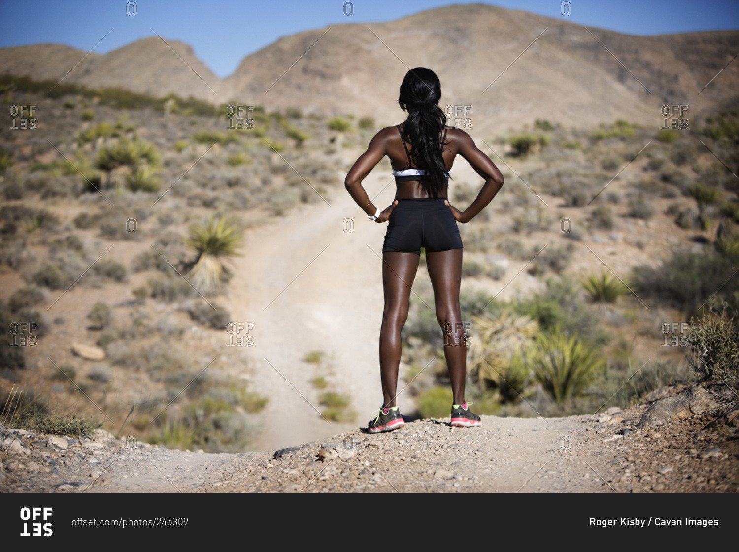 Athletic woman gazing at landscape