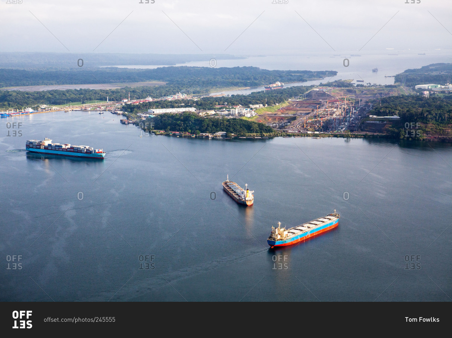 Barges carrying cargo arriving in port