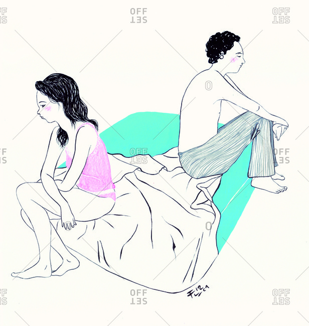 You searched for cartoon stick drawing conceptual illustration of couple in  bed