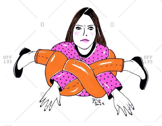Woman Feeling Tied Up In Knots Stock Photo OFFSET feeling-tied-up-or-down-the-use-of-the-straps-here-to-lengthen