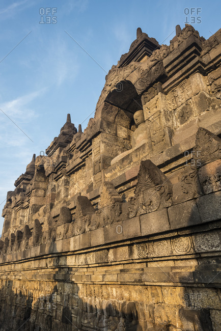 Buddhist temples at dawn in Borobudur, Indonesia