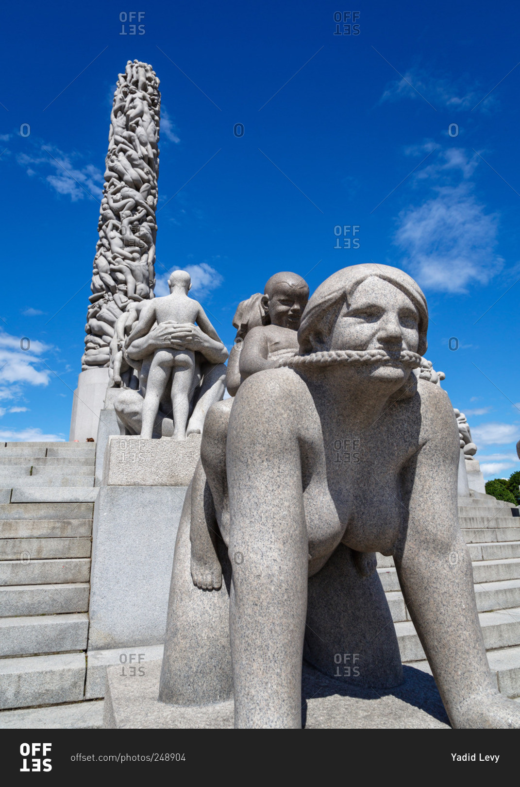 Oslo, Norway June 29, 2015 Vigeland's Monolith and statues Wheel of