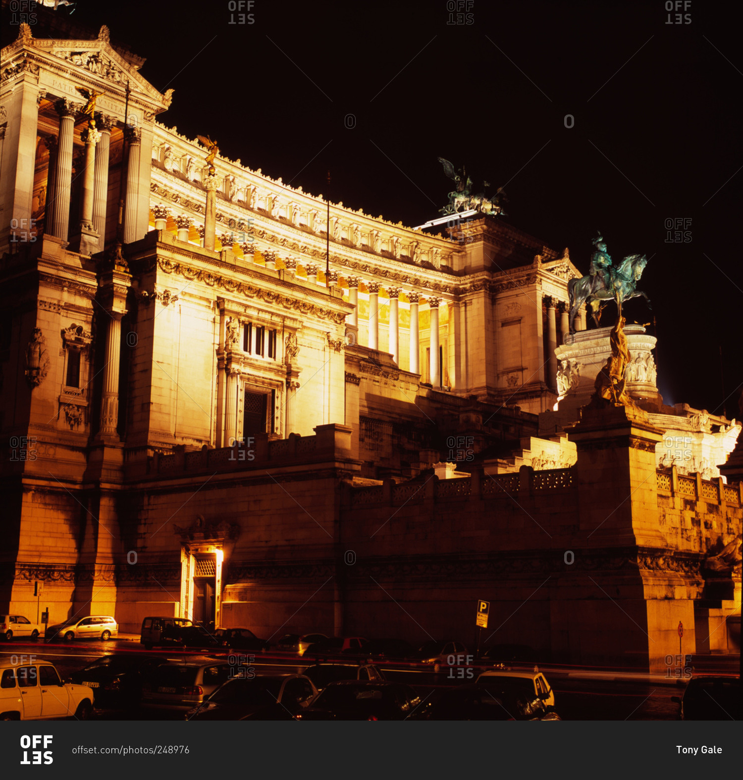 The Vittorio Emanuele II Monument at night, Rome, Italy