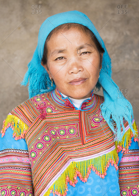 Sapa, Vietnam - May 9, 2015: Portrait of a Vietnamese woman