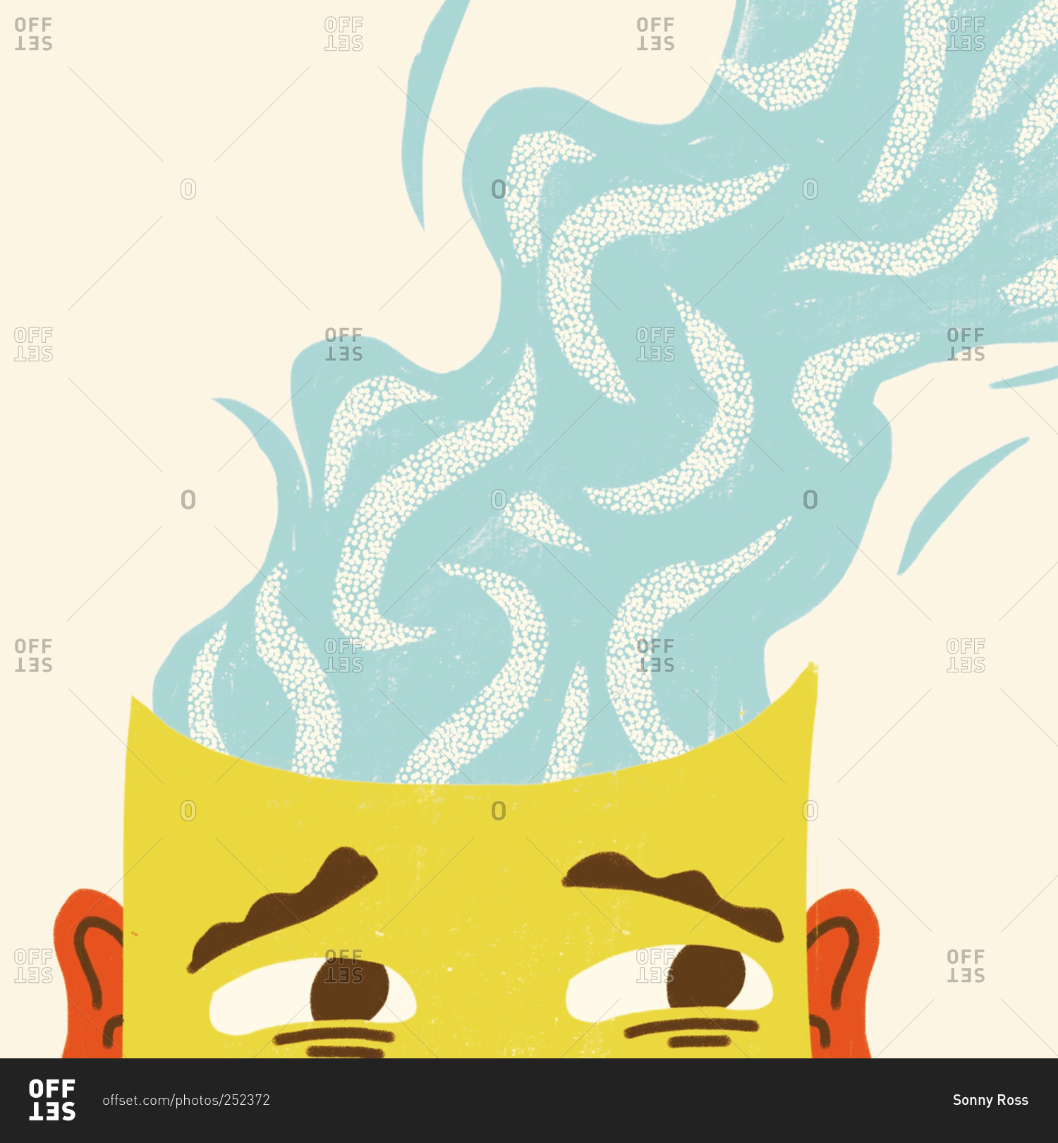 An illustration of a man's steaming head stock photo OFFSET