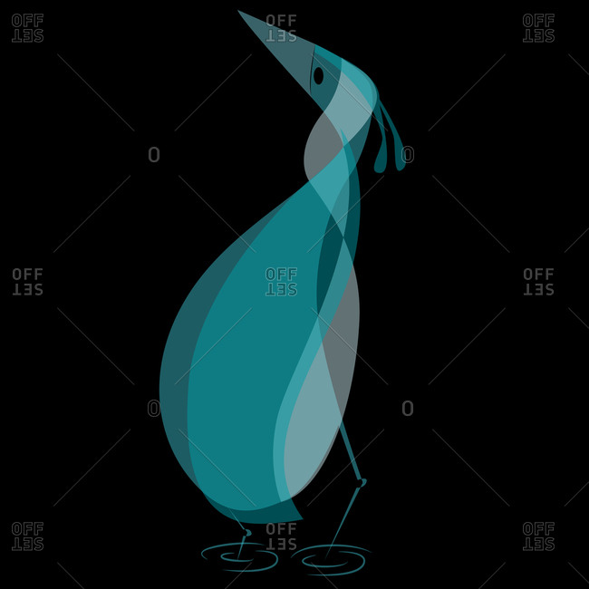 Heron standing in water - Offset