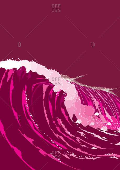 Ocean wave in magenta - Offset