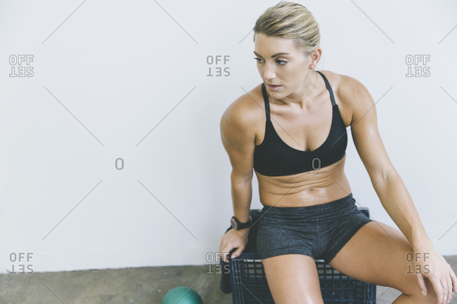 Woman taking a break after a work out