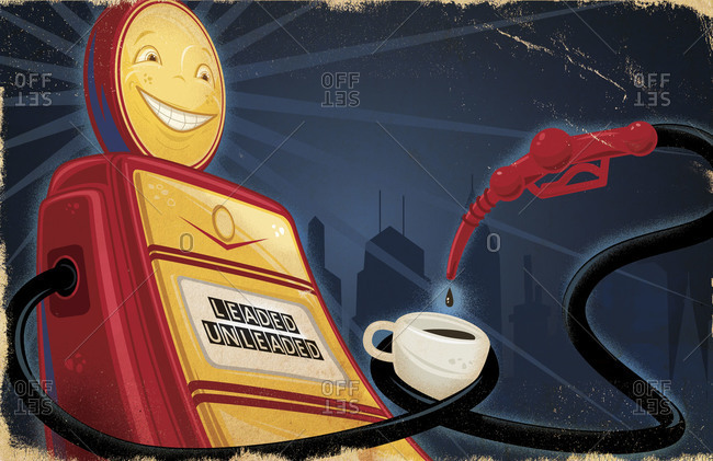 Gas Pump Coffee Dispenser Metaphor Coffee Stock Illustration 1230624367
