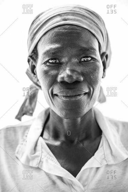 Paicho, Uganda - March 5, 2015: Portrait of a Ugandan woman wearing a head wrap