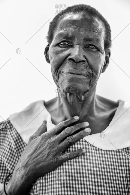 Paicho, Uganda - March 5, 2015: Portrait of a senior Ugandan woman