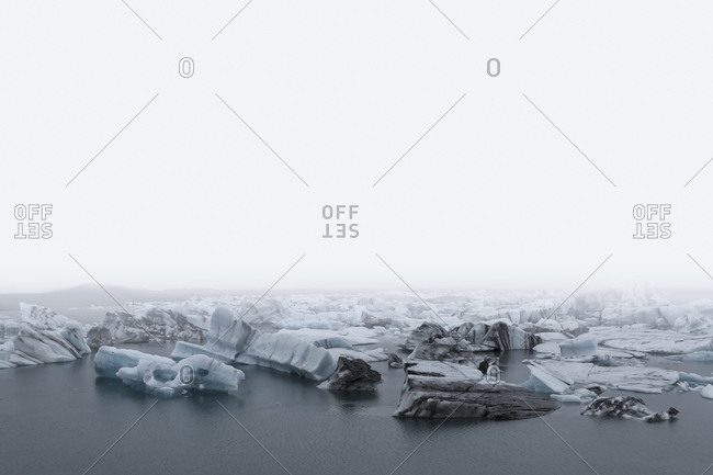 Chunks of ice floating in water in Iceland