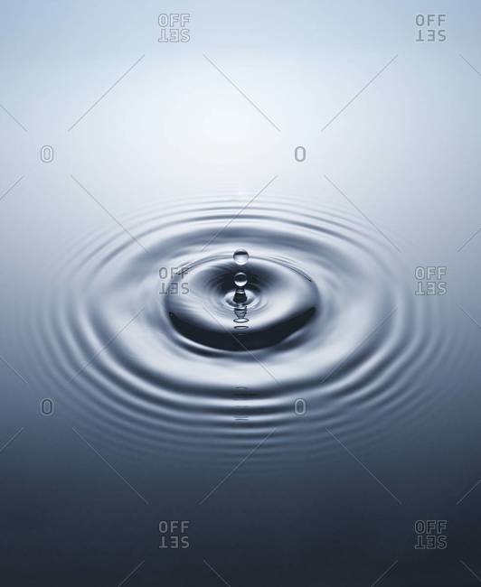 Close up of water drop ripple effect