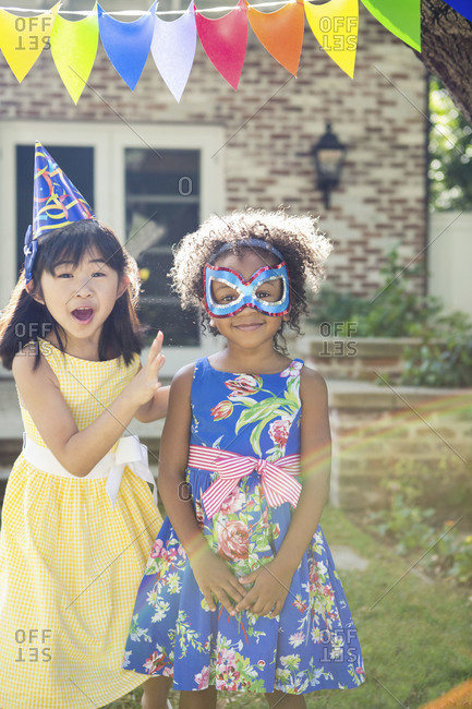 Girls play at a birthday party