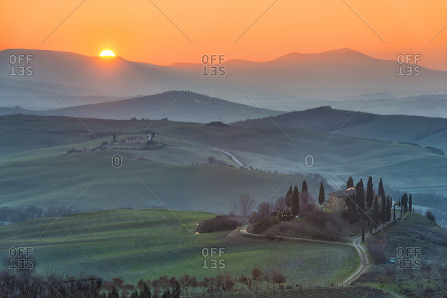 View of Val d'Orcia in the morning