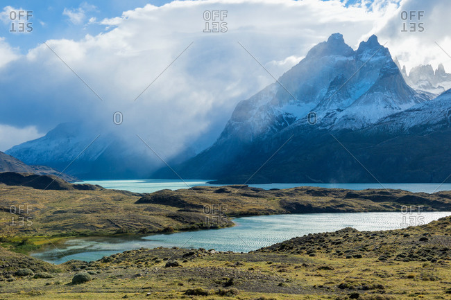 Cloud formations over Lago Nordenskjold, Torres del Paine National Park, Chilean Patagonia, Chile