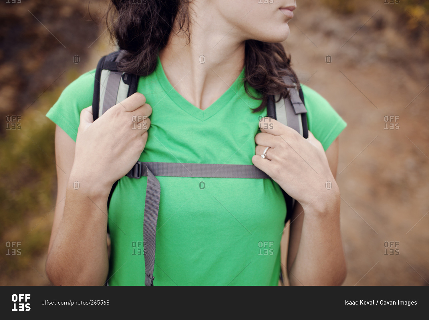 Woman holding the straps of her backpack in Oregon
