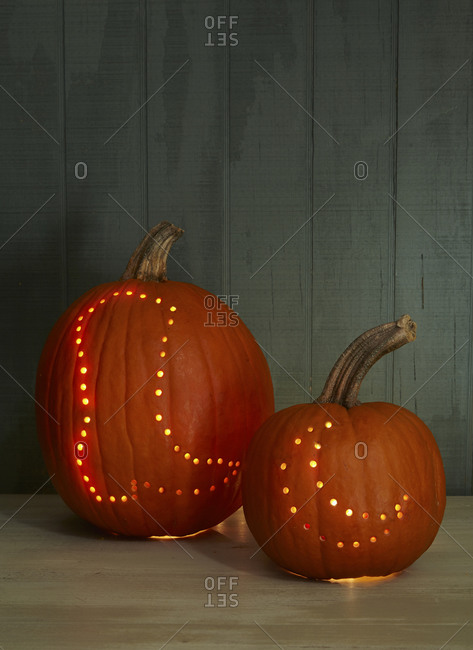 Decorative pumpkins with shape outlines