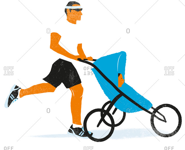 An illustration of a man jogging with  a shoulder
