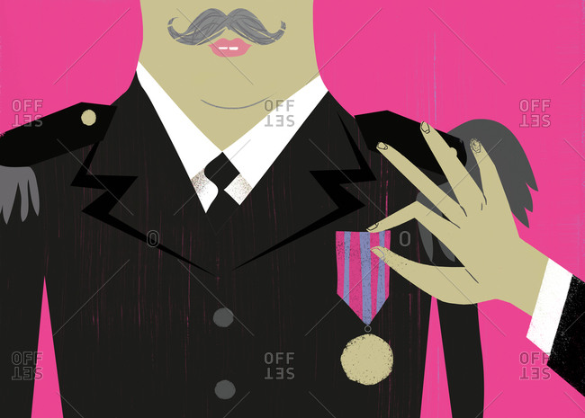 An illustration of a man an getting a medal