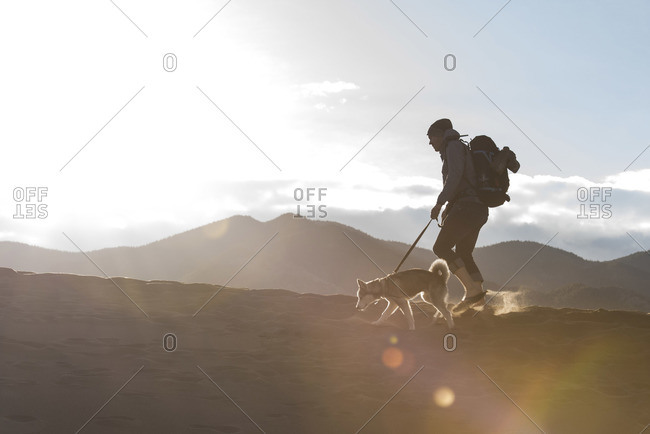 Morning sand dunes hike with the dog