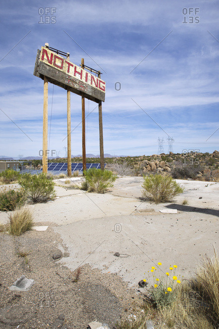 A sign of nothing on an Arizona highway heading towards Las Vegas from Phoenix, Phoenix, Arizona, United States of America