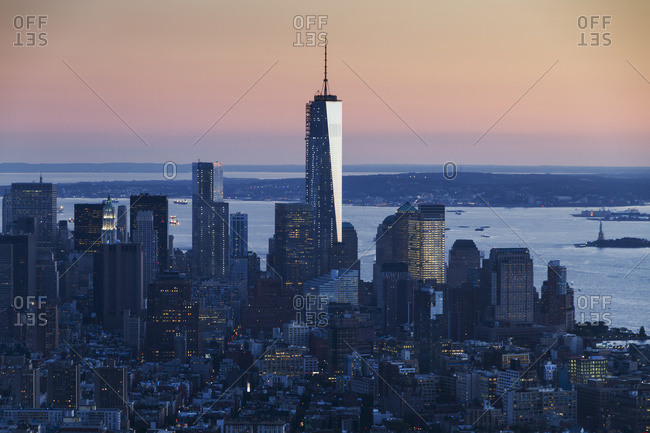 New York City, New York, United States - September 6, 2013: One World Trade Center, as seen from the Empire State Building, New York City, New York, United States