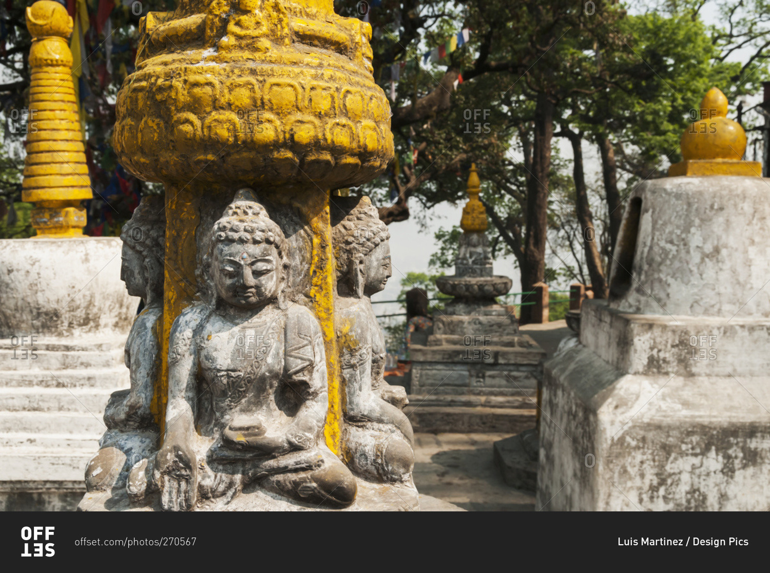 Some sculptures of Buddha in Swayambhu Temple, Kathmandu, Nepal