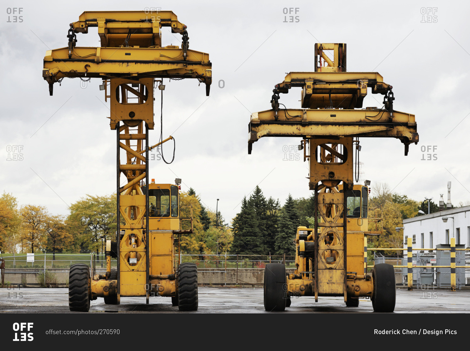Fork Lifts at Bickerdike Port in Old Montreal, Montreal, Quebec, Canada